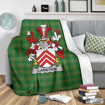 Langton Irish Clan Tartan Blanket with Coat of Arms - Tartan Vibes Clothing
