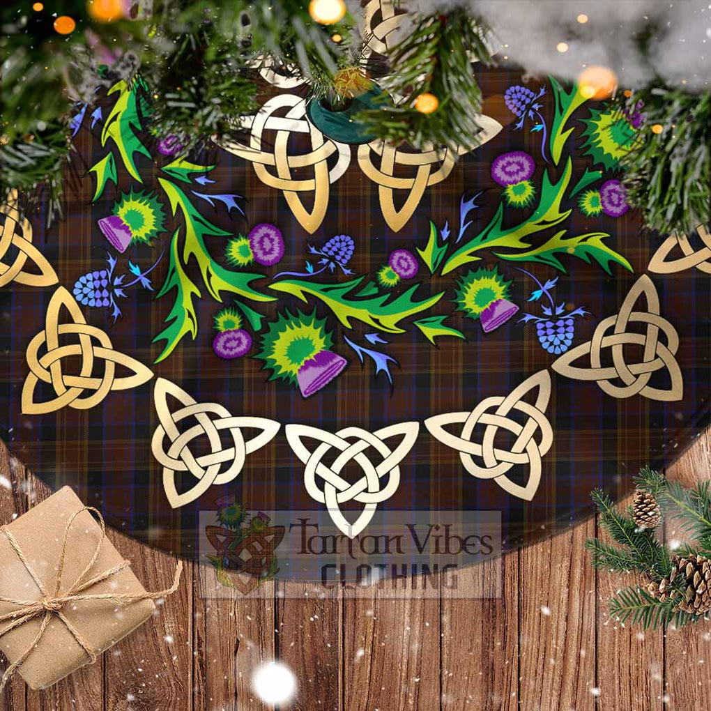 Tartan Vibes Clothing Laois County Ireland Tartan Christmas Tree Skirt with Thistle Celtic Knot Style