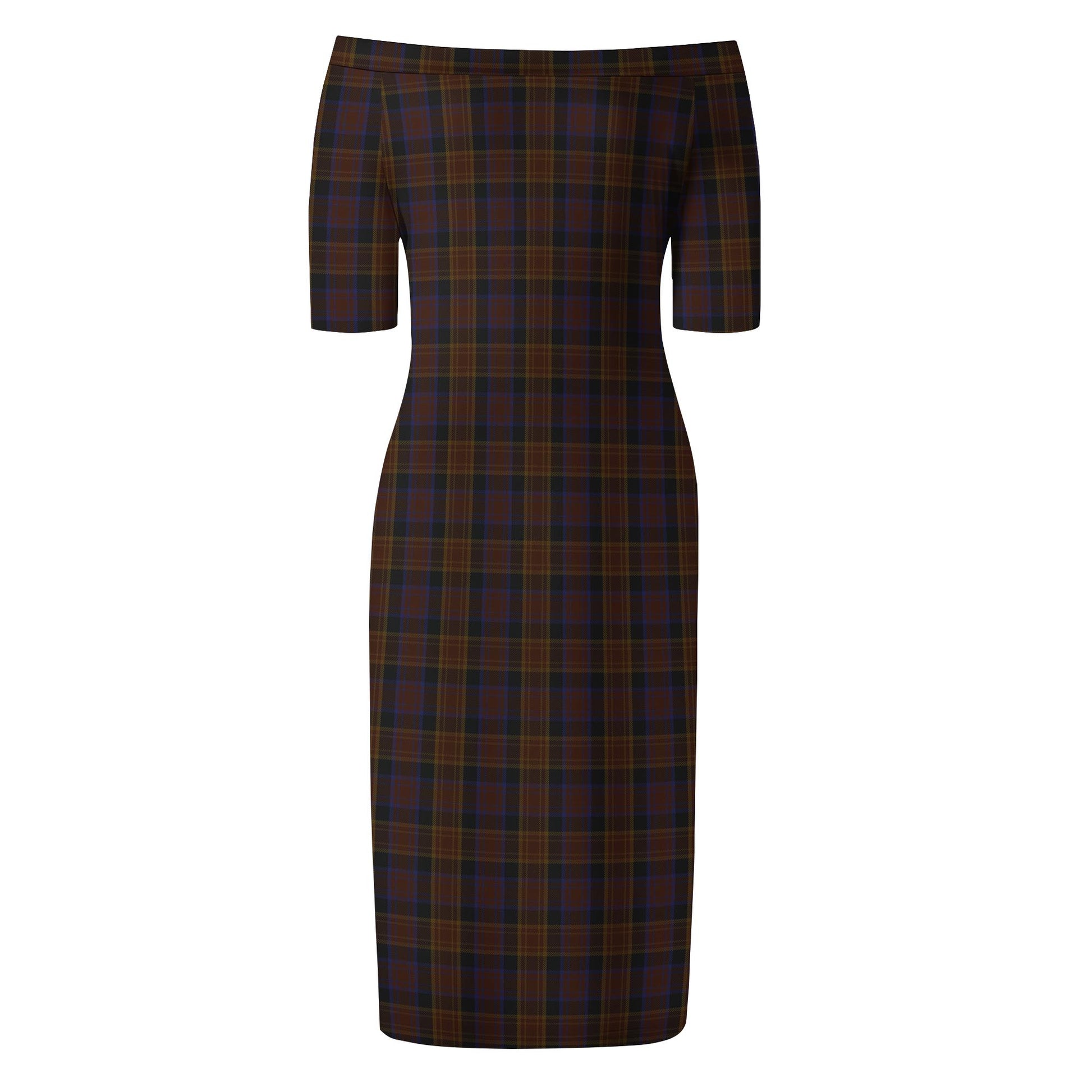 Laois County Ireland Tartan Off Shoulder Lady Dress - Tartanvibesclothing