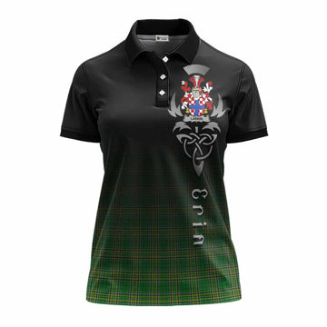Larkin Irish Clan Women's Polo Shirt with Coat of Arms Erin Go Bragh Celtic Inspired Women - Tartan Vibes Clothing
