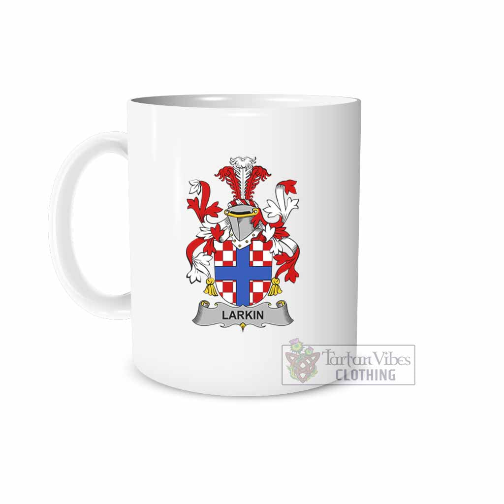 Larkin Irish Clan Coat of Arms Ceramic Mug White - 2D-tartanvibesclothing