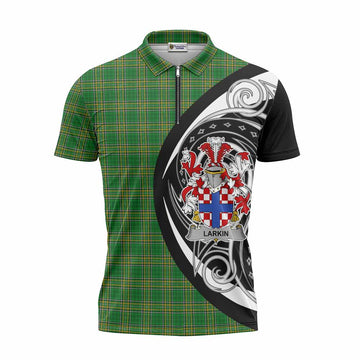 Larkin Irish Clan Zipper Polo Shirt Celtic Circle Style Unisex - Tartan Vibes Clothing