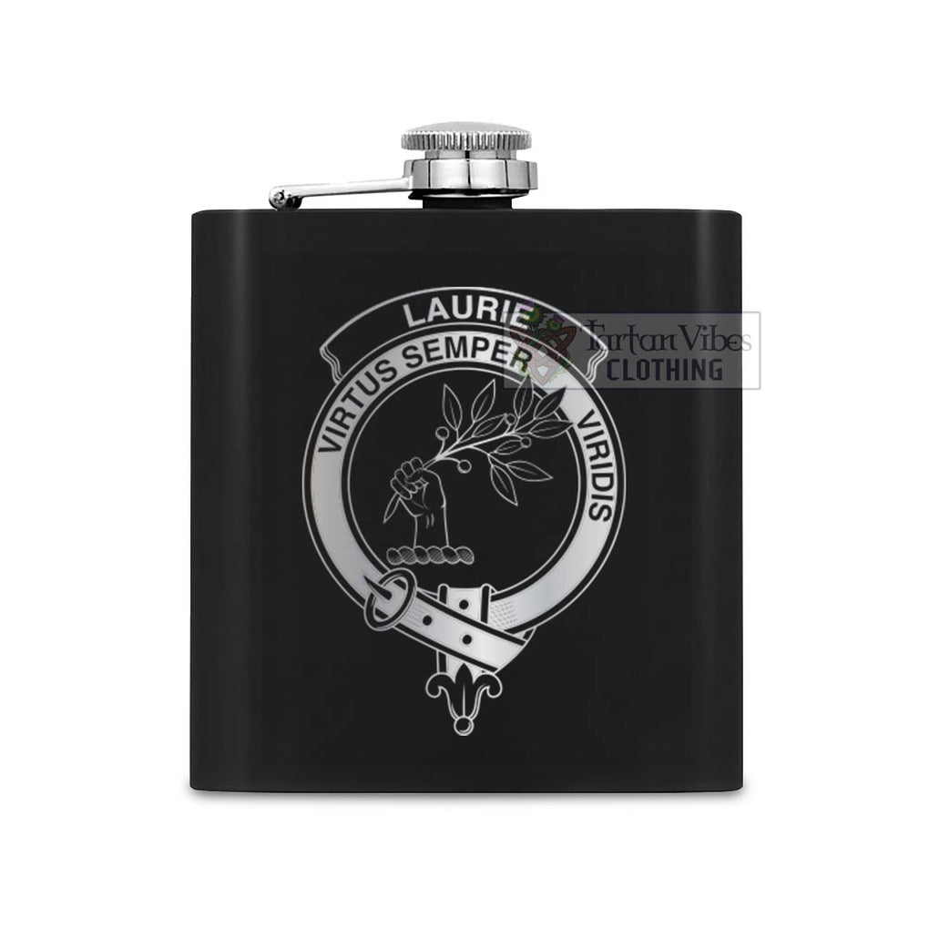 Tartan Vibes Clothing Laurie Crest Hip Flask Set 7oz Black Stainless Steel with A Gift Box