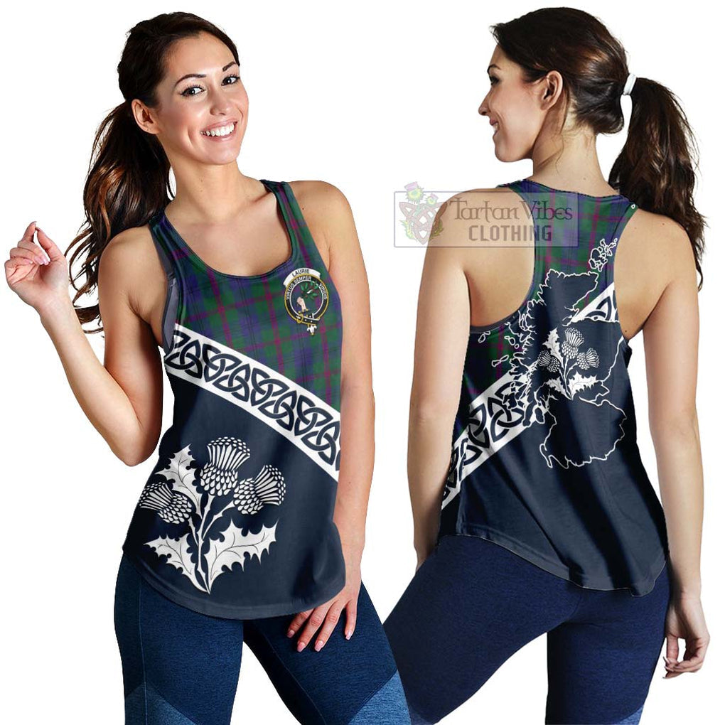 Tartan Vibes Clothing Laurie Tartan Women's Racerback Tanks Featuring Thistle and Scotland Map