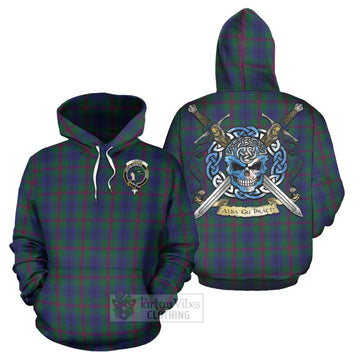 Laurie Tartan Hoodie with Family Crest Celtic Skull Style