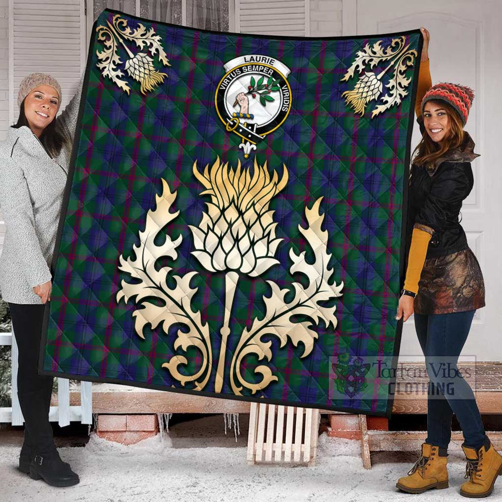 Tartan Vibes Clothing Laurie Tartan Quilt with Family Crest and Golden Thistle Style