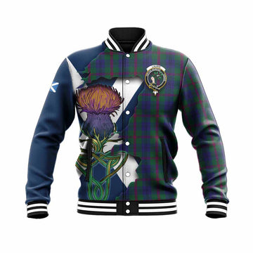 Laurie Tartan Family Crest Baseball Jacket Scottish Thistle Celtic Inspired Unisex - Tartan Vibes Clothing
