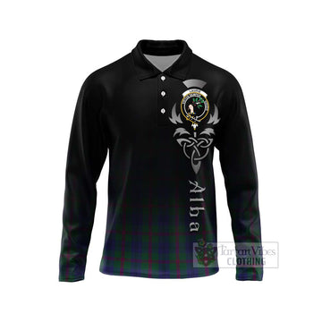 Laurie Tartan Long Sleeve Polo Shirt Featuring Alba Gu Brath Family Crest Celtic Inspired