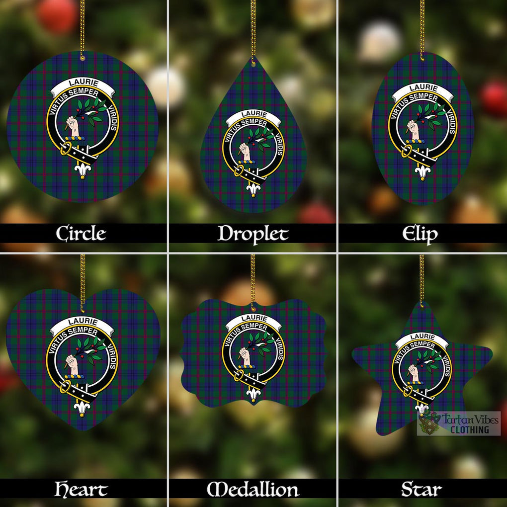 Tartan Vibes Clothing Laurie Tartan Christmas Aluminium Ornament with Family Crest