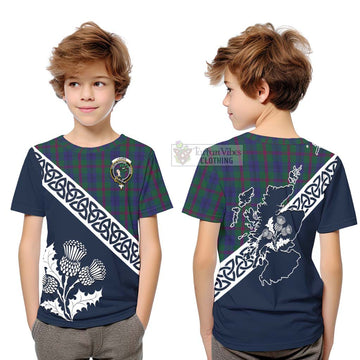 Laurie Tartan Kid T-Shirt Featuring Thistle and Scotland Map