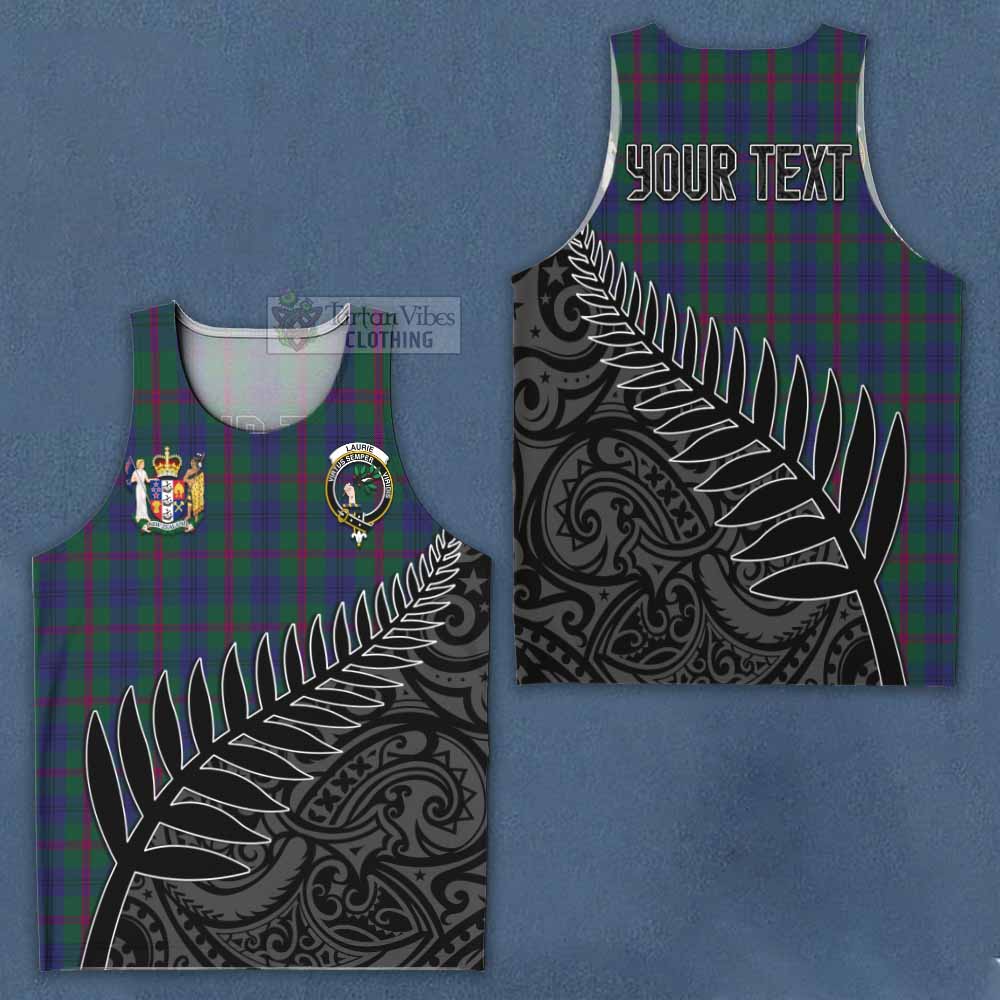 Tartan Vibes Clothing Laurie Crest Tartan Men's Tank Top with New Zealand Silver Fern Half Style