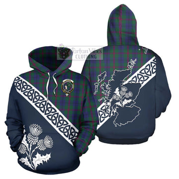 Laurie Tartan Hoodie Featuring Thistle and Scotland Map