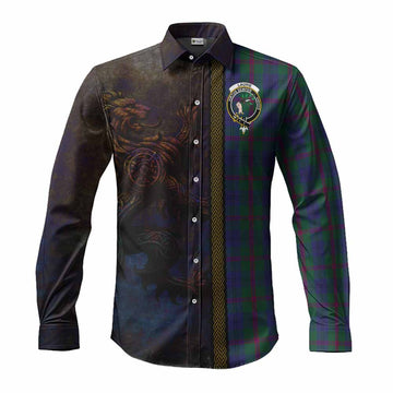 Laurie Tartan Family Crest Long Sleeve Button Shirt Alba Gu Brath Be Brave Lion Ancient Style Men's Shirt S - Tartan Vibes Clothing