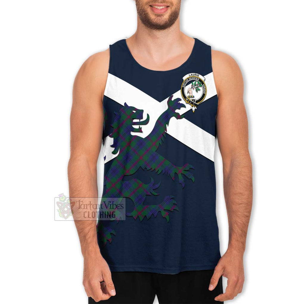 Tartan Vibes Clothing Laurie Tartan Lion Rampant Men's Tank Top – Proudly Display Your Heritage with Alba Gu Brath and Clan Name