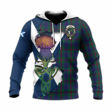 Laurie Tartan Family Crest Knitted Hoodie Scottish Thistle Celtic Inspired Unisex Knitted Pullover Hoodie - Tartan Vibes Clothing