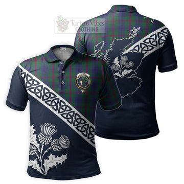 Laurie Tartan Polo Shirt Featuring Thistle and Scotland Map