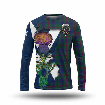 Laurie Tartan Family Crest Long Sleeve T-Shirt Scottish Thistle Celtic Inspired Unisex - Tartan Vibes Clothing