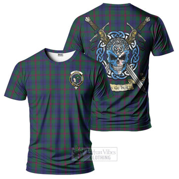 Laurie Tartan T-Shirt with Family Crest Celtic Skull Style