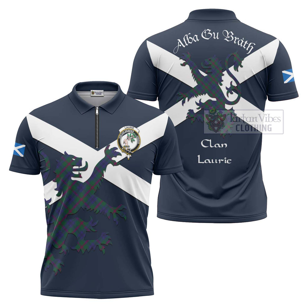 Tartan Vibes Clothing Laurie Tartan Lion Rampant Zipper Polo Shirt – Proudly Display Your Heritage with Alba Gu Brath and Clan Name