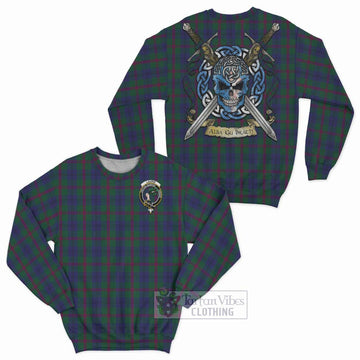 Laurie Tartan Sweatshirt with Family Crest Celtic Skull Style