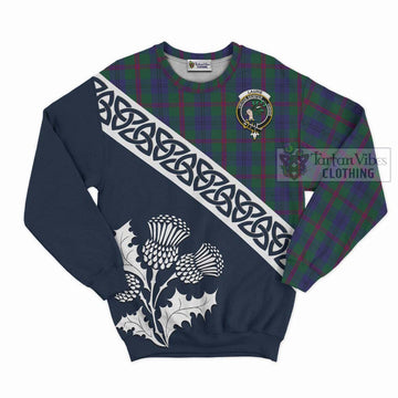 Laurie Tartan Sweatshirt Featuring Thistle and Scotland Map