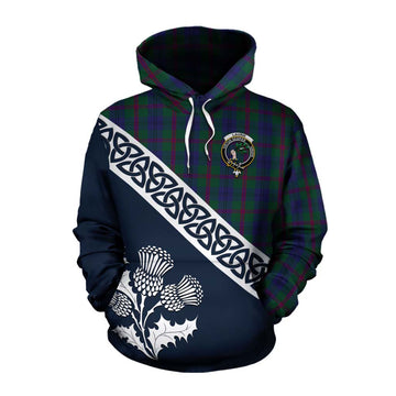 Laurie Tartan Cotton Hoodie Featuring Thistle and Scotland Map