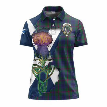 Laurie Tartan Family Crest Women's Polo Shirt Scottish Thistle Celtic Inspired Women - Tartan Vibes Clothing