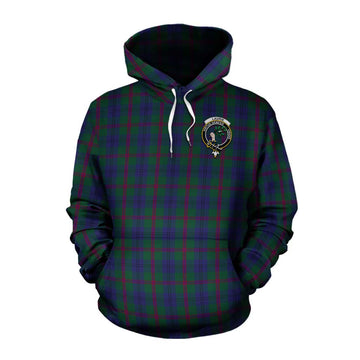 Laurie Tartan Cotton Hoodie with Family Crest and Bearded Skull Holding Bottles of Whiskey Pullover Hoodie XS - Tartan Vibes Clothing