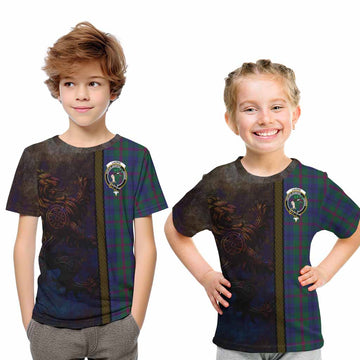 Laurie Tartan Family Crest Kid T-Shirt Alba Gu Brath Be Brave Lion Ancient Style Youth XL Size14 - Tartan Vibes Clothing