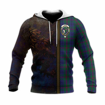 Laurie Tartan Family Crest Knitted Hoodie Alba Gu Brath Be Brave Lion Ancient Style Unisex Knitted Pullover Hoodie - Tartan Vibes Clothing