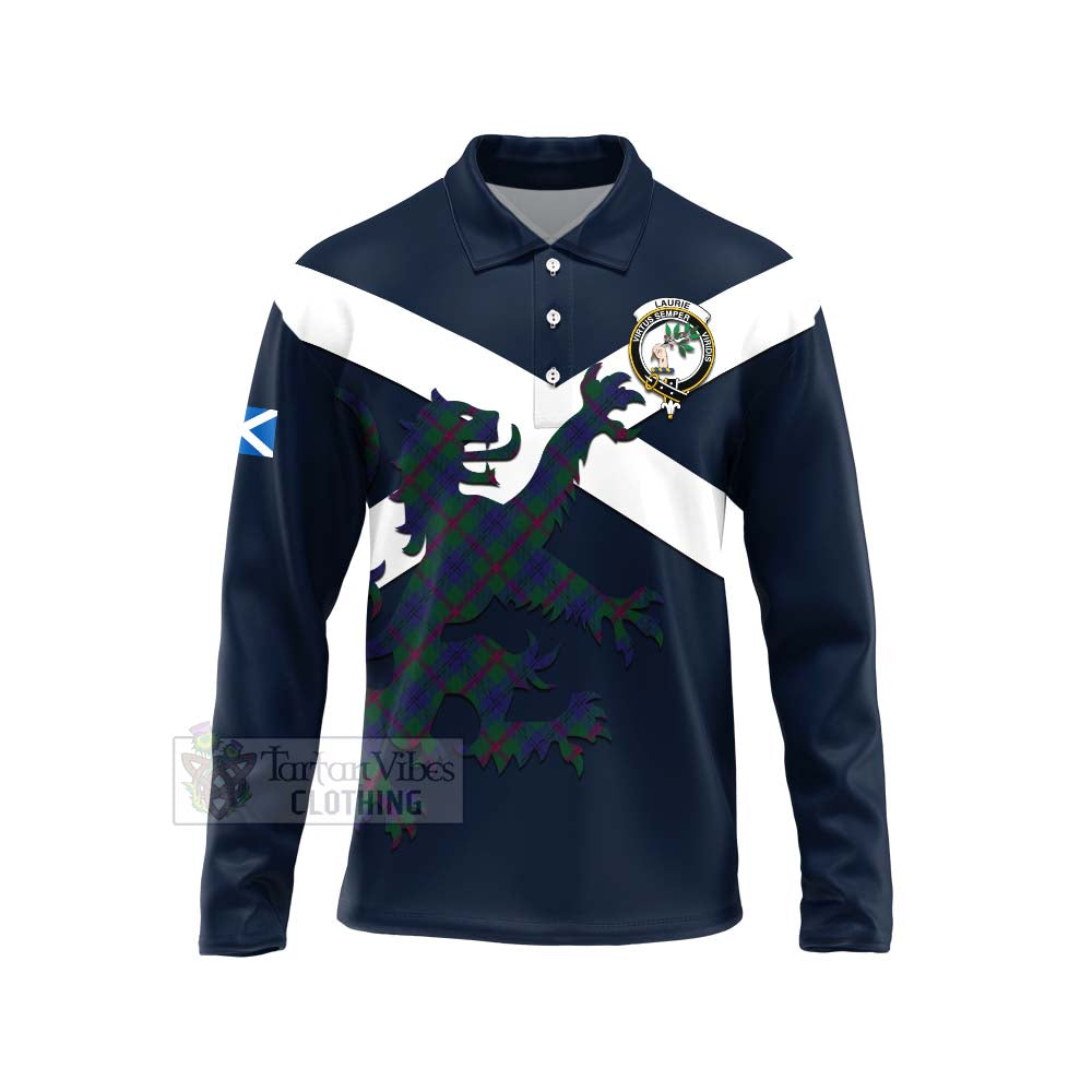 Tartan Vibes Clothing Laurie Tartan Lion Rampant Long Sleeve Polo Shirt – Proudly Display Your Heritage with Alba Gu Brath and Clan Name