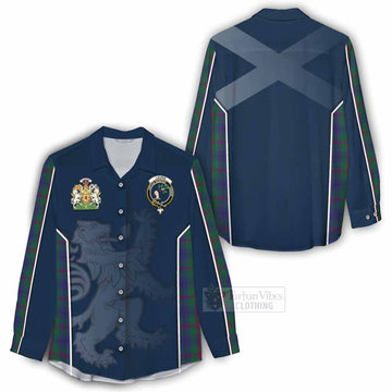 Laurie Tartan Women's Casual Shirt with Family Crest and Lion Rampant Vibes Sport Style