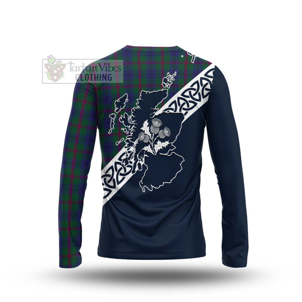 Tartan Vibes Clothing Laurie Tartan Long Sleeve T-Shirt Featuring Thistle and Scotland Map