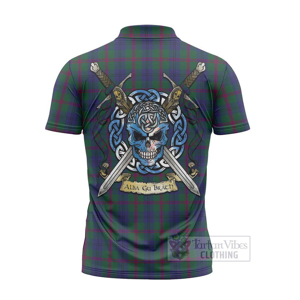 Tartan Vibes Clothing Laurie Tartan Zipper Polo Shirt with Family Crest Celtic Skull Style