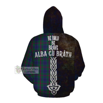 Laurie Tartan Family Crest Cotton Hoodie Alba Gu Brath Be Brave Lion Ancient Style Pullover Hoodie - Tartan Vibes Clothing