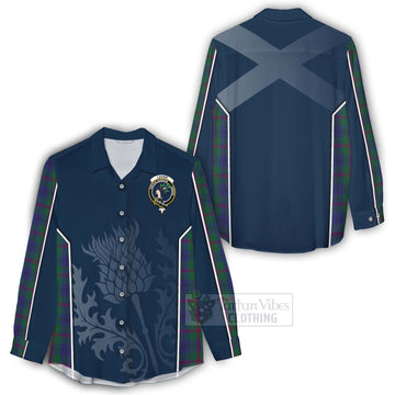 Laurie Tartan Women's Casual Shirt with Family Crest and Scottish Thistle Vibes Sport Style