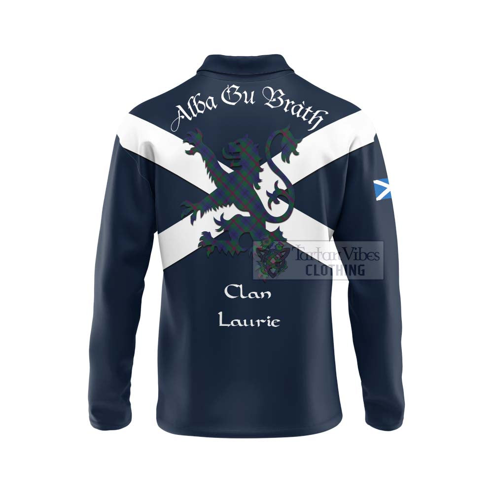 Tartan Vibes Clothing Laurie Tartan Lion Rampant Long Sleeve Polo Shirt – Proudly Display Your Heritage with Alba Gu Brath and Clan Name