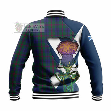 Laurie Tartan Family Crest Baseball Jacket Scottish Thistle Celtic Inspired - Tartan Vibes Clothing