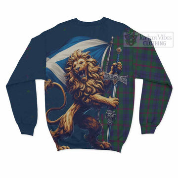 Laurie Tartan Family Crest Sweatshirt with Scottish Majestic Lion