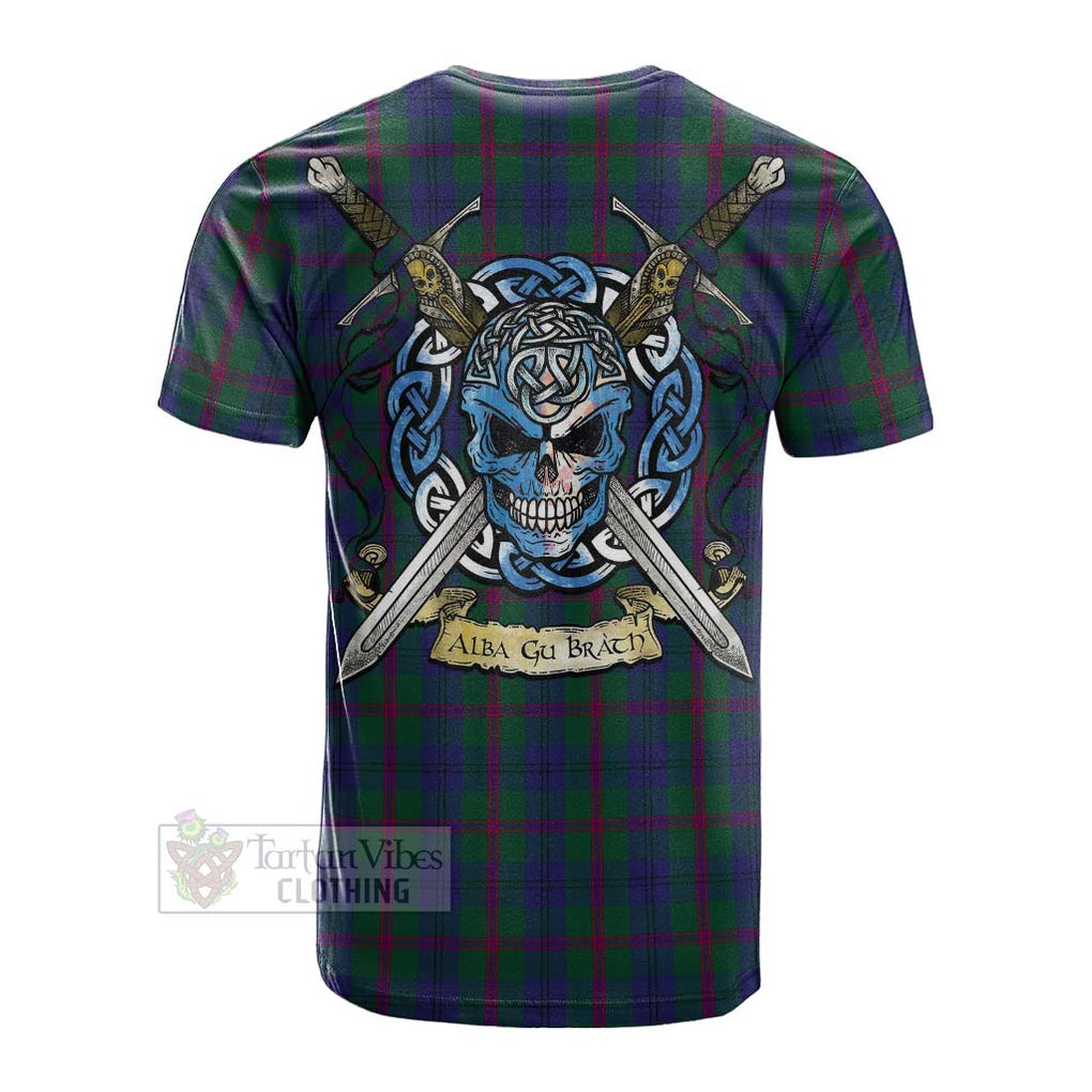 Tartan Vibes Clothing Laurie Tartan Cotton T-shirt with Family Crest Celtic Skull Style