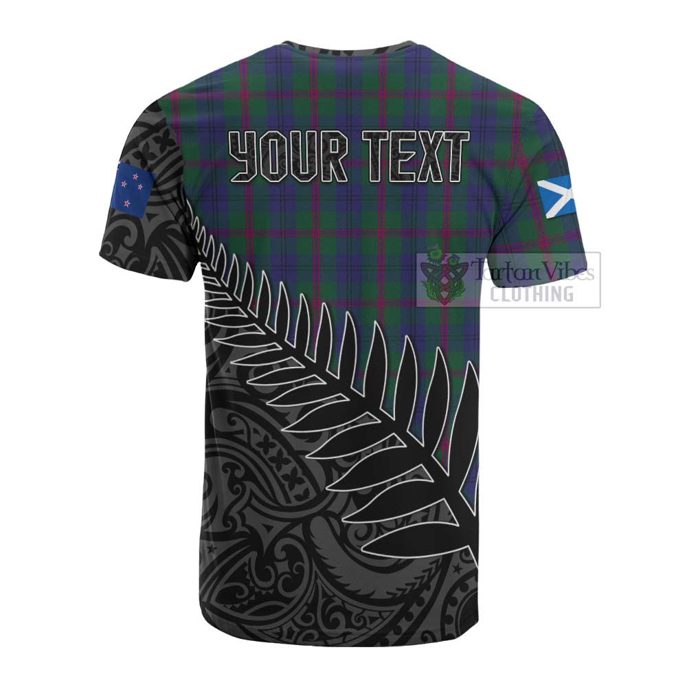 Tartan Vibes Clothing Laurie Crest Tartan Cotton T-shirt with New Zealand Silver Fern Half Style