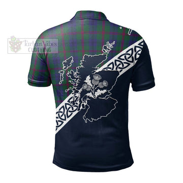 Laurie Tartan Polo Shirt Featuring Thistle and Scotland Map