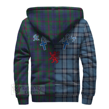 Laurie Tartan Sherpa Hoodie Happy St. Andrew's Day Half Tartan Style