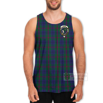 Laurie Tartan Men's Tank Top with Family Crest Celtic Skull Style