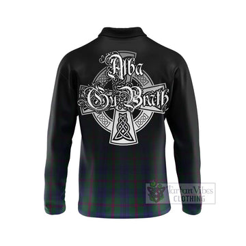 Laurie Tartan Long Sleeve Polo Shirt Featuring Alba Gu Brath Family Crest Celtic Inspired