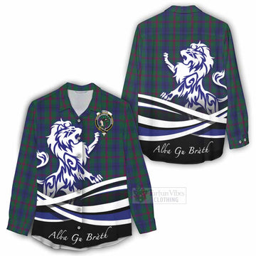 Laurie Tartan Women's Casual Shirt with Alba Gu Brath Regal Lion Emblem