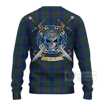 Laurie Tartan Ugly Sweater with Family Crest Celtic Skull Style