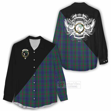 Laurie Tartan Women's Casual Shirt with Family Crest and Military Logo Style