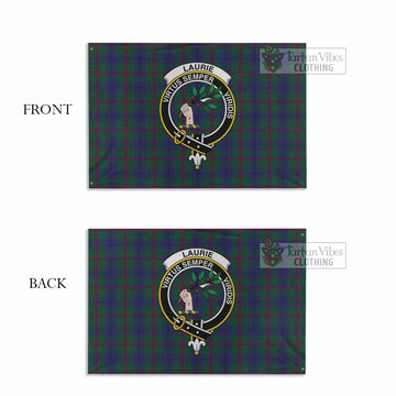 Laurie Tartan House Flag with Family Crest