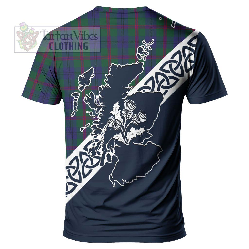 Laurie Tartan T-Shirt Featuring Thistle and Scotland Map